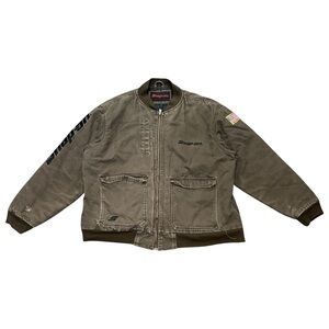 👁️ Snap On Vintage Distressed Brown Quilt-Lined Full Zip Jacket